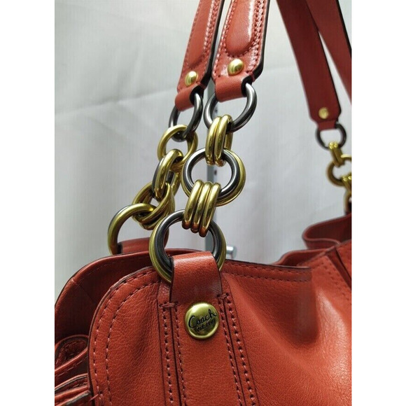 Coach Chelsea Flagship Curry Orange Leather Turnlock Pockets Shoulder Bag - $798 - Picture 5 of 14